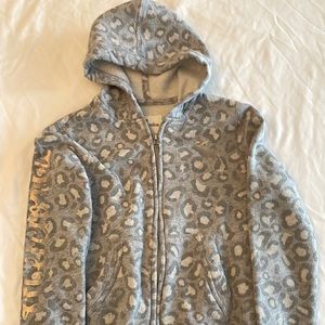 Girls Grey Leopard Pattern Abercrombie Hoodie